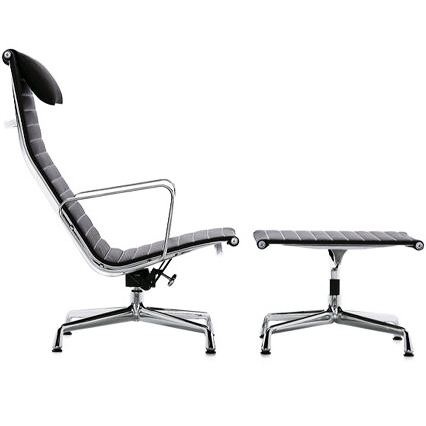 Picture of Charles Eames Alu-Relax Chair with armrests &amp; stool (1958)