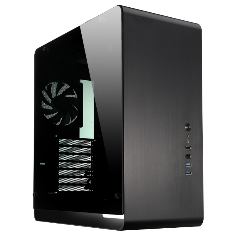 Picture of Black tempered glass large panel ATX aluminum computer case