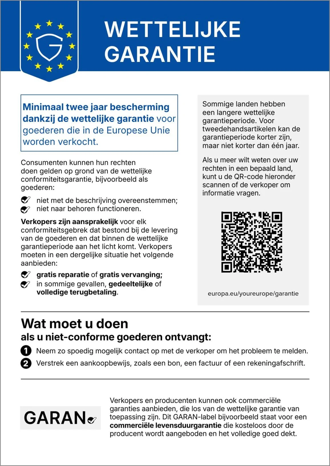 Harmonisierte Mitteilung über die gesetzliche Gewährleistung gemäß EU-Verordnung 2024/1960