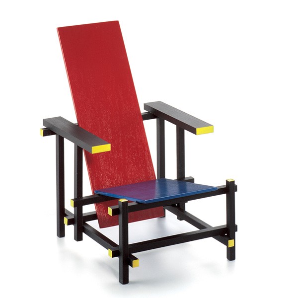 Obrázek Židle Gerrit Rietveld Červená + modrá (1918)