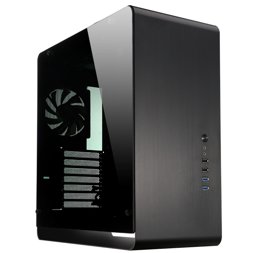 黑色钢化玻璃大面板 ATX 铝质电脑机箱的图片